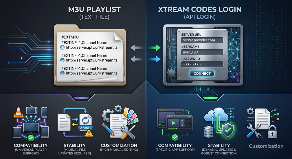 Key Differences: M3U vs Xtream Codes Head-to-Head